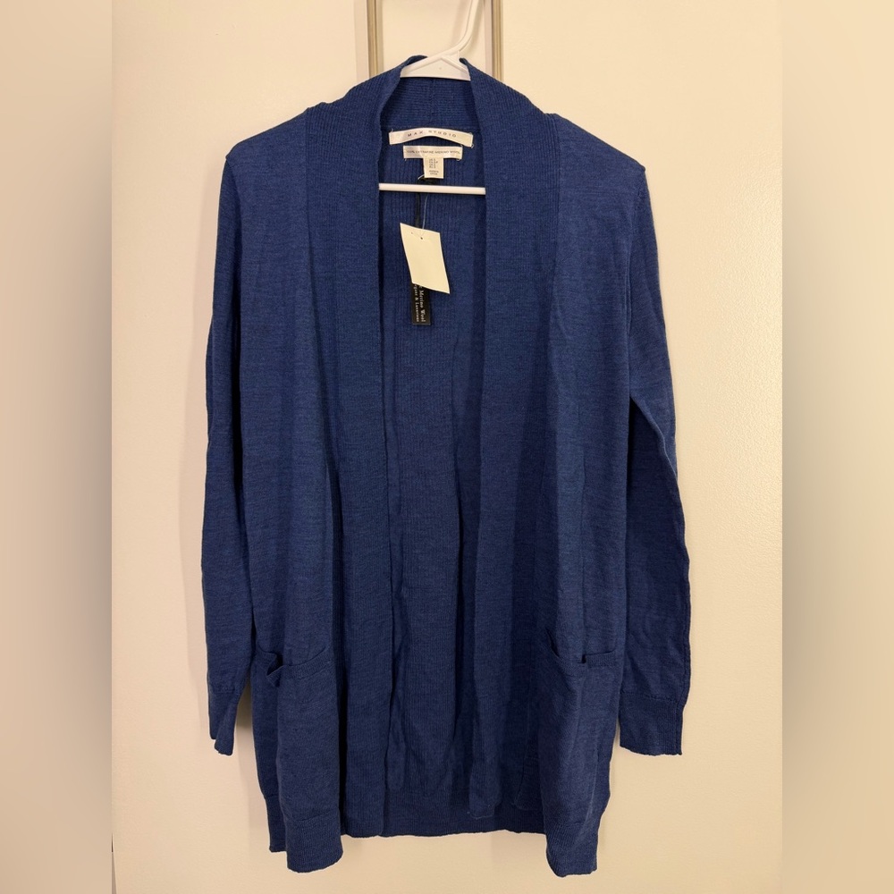 NWT Max Studio Royal Blue Open Front Cardigan